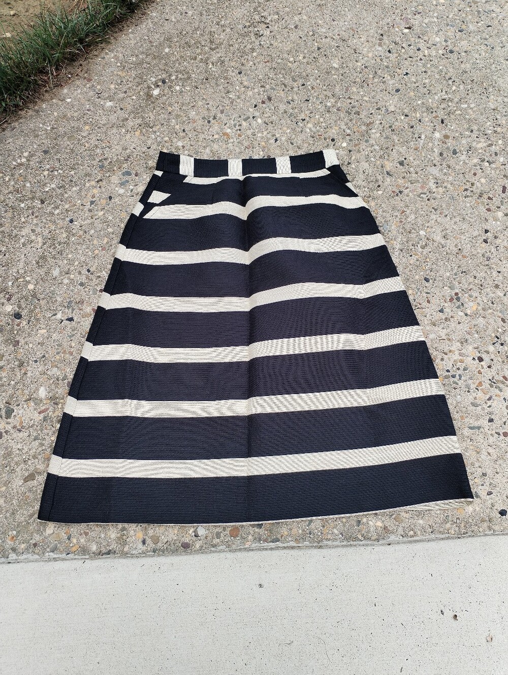 Hutch Women's Metallic Thread Stripes A-line Skirt Size 0 Black/Cream
